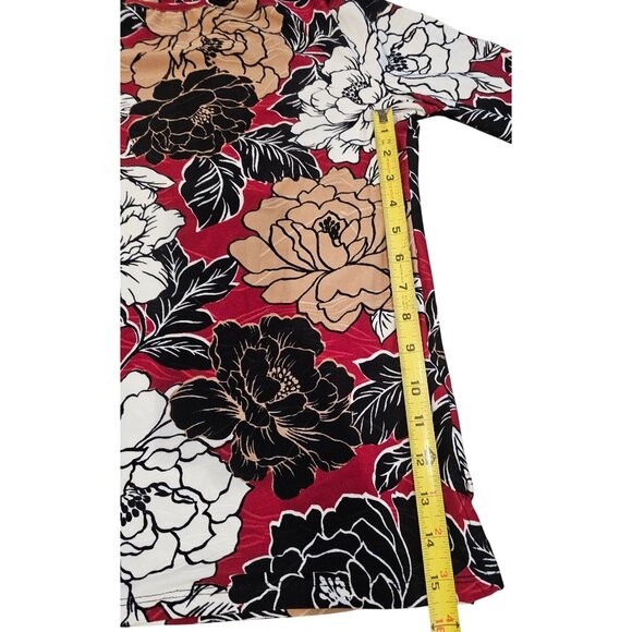 Emily Daniels Red Black Tan Floral Flowers Shirt Stretch Blouse NWT Size S - Picture 5 of 12